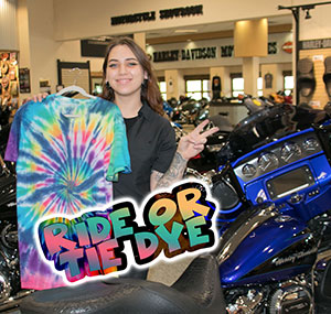 Sully holding shirt at Ride Or Tie Dye Event @ Superstition Harley APACHE JUNCTION